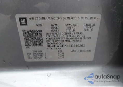 2020 Chevrolet Silverado 1500 2Wd Short Bed Lt from USA, damaged, VIN 3GCPWCEK4LG340261